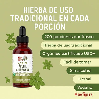 🌿MaryRuth's - Paquete de gotas de aceite de orégano y probióticos líquidos de 4 onzas | Apoyo inmunológico | Salud intestinal | Apoyo digestivo para hombres y mujeres